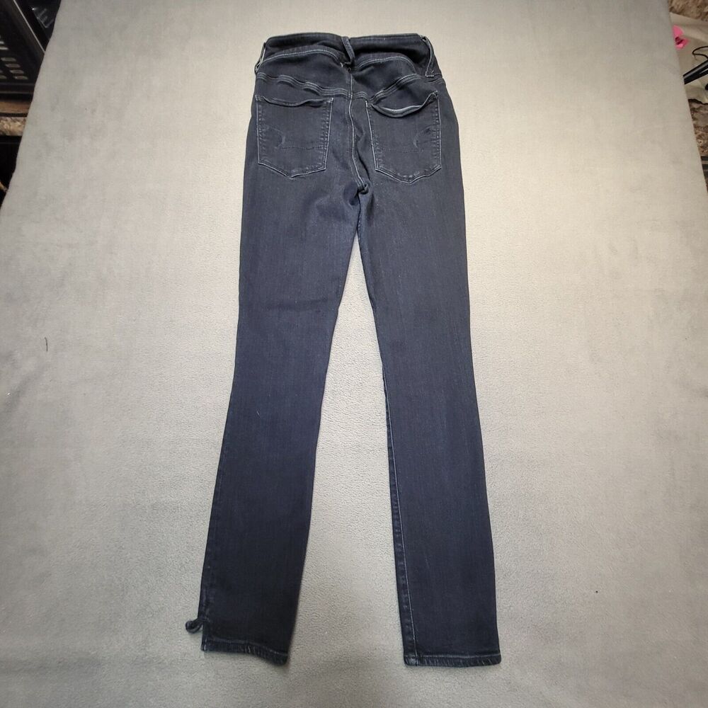 American Eagle Jeans Girls 10 Blue High Rise Jegging Distressed Stretch Denim - Picture 10 of 11
